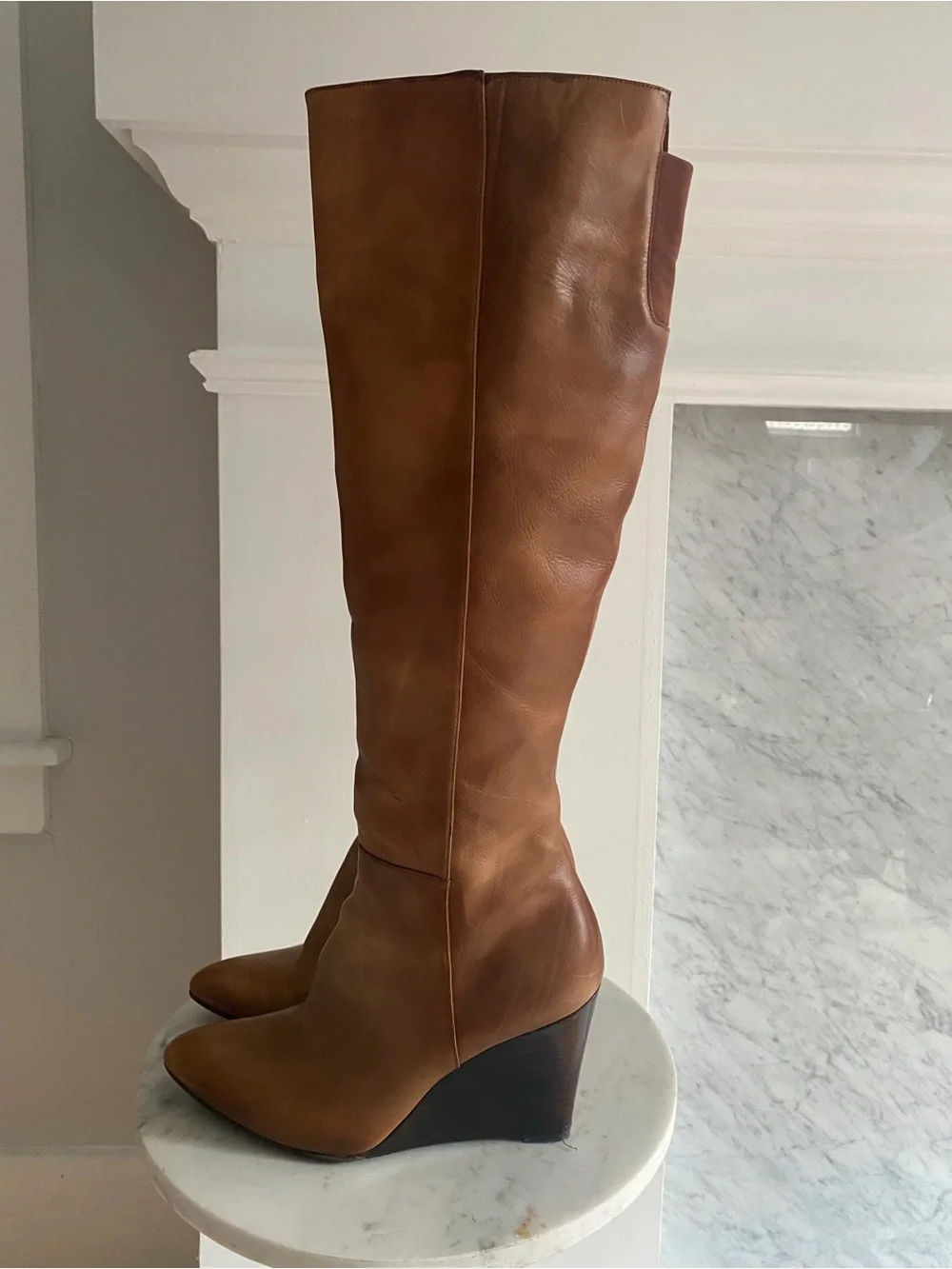 Stuart Weitzman Cognac Over-the-Knee Leather Boots